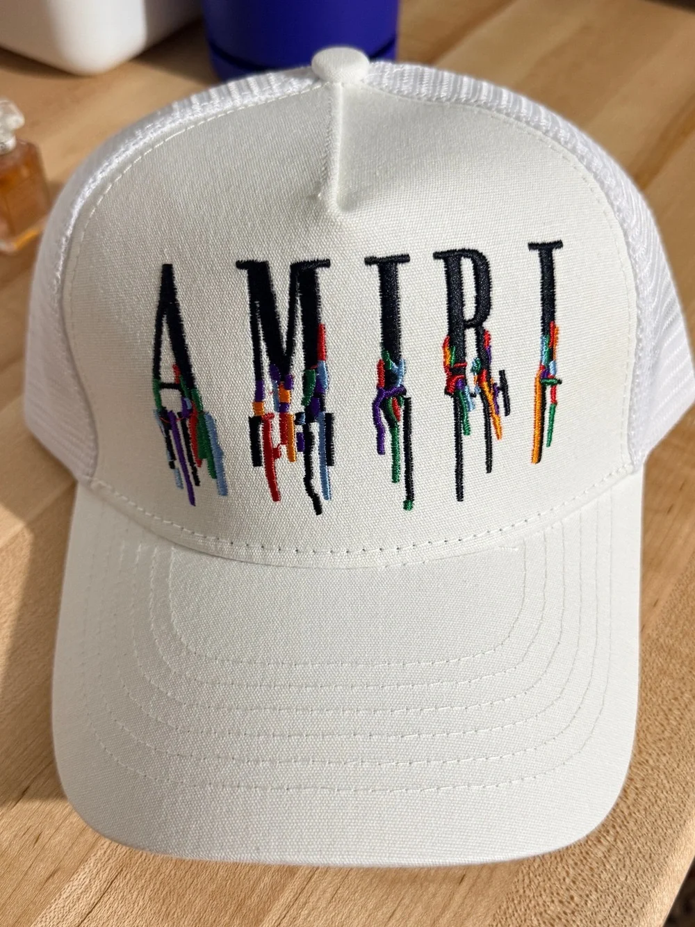 AMIRI White Multicolor Drip Logo Trucker Cap - Picture 1 of 1